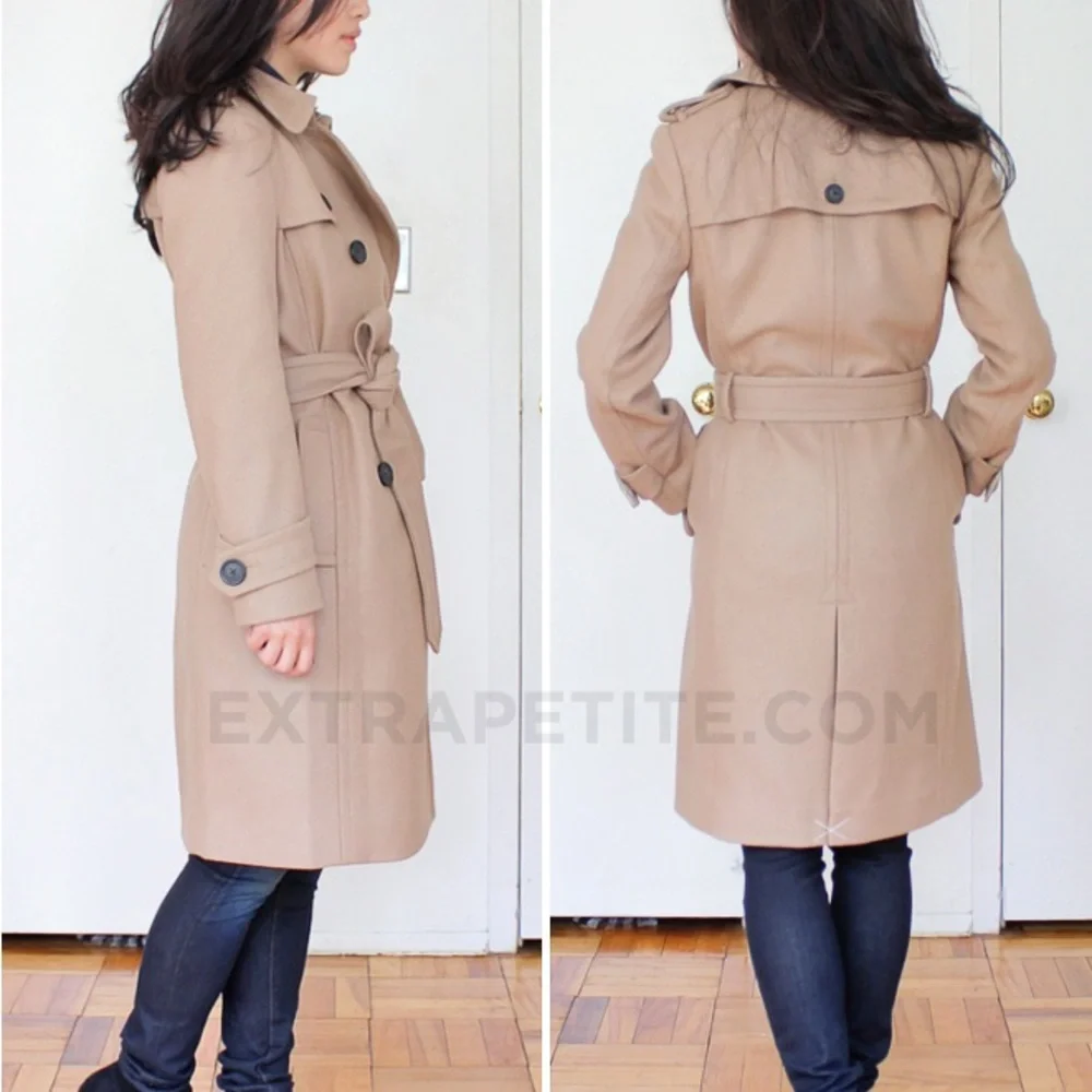 J. Crew NWT icon trench coat NAVY WOOL Coat sz 0 - Picture 3 of 14